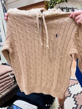 Polo Ralph Lauren cable-knit hoodie sweater.